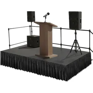 Portable Wrinkle-Free 16' X 28" Satin Platform Stage Skirting for Events Wedding Ceremony
