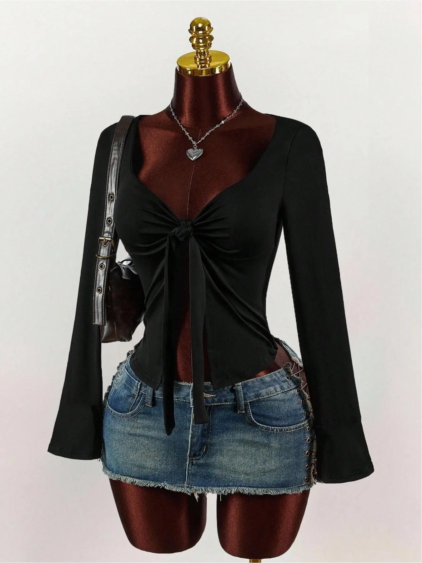 Fashion Elegant Best-Selling Trendy Women's Half-Open Cardigan Long Sleeve T-Shirt, Casual Comfy Classy Stylish Casual Wear, Perfect for All Seasons, Womenswear Fit Top Lady