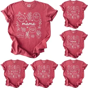 Comfort Colors Custom Floral Mama Shirt - Crimson Color, Floral Nana Shirt, Personalized Mothers Day Gift, Grandma Lala Auntie Mimi Gigi Lolly Nani T-Shirt - AMBER
