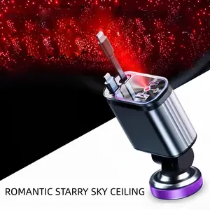 4-in-1 Retractable Car Charger 120W Fast Charge, Starlight Ceiling Light USB C Car Phone Charger outdoorfun