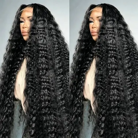 Women's 100% Unprocessed Curly Virgin Hair 13x4 Deep Wave Lace Frontal Wig, 13x6 Transparent Lace, 180% Density, Bling Design, for Adult Wedding-Party Use, TikTok Shop Black Friday Shopping Essential