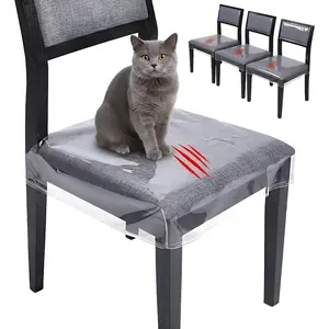 6 Pack Dining Chair Covers, Large Covers, Clear Chair Protector for Keep Your Seat Away from Dust Stain and Pet Claws W/22 x D/17 Fits 21"- 23"