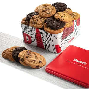 David's Cookies Fresh Baked Assorted Cookie Gift Tin - Soft-Baked Variety - 1 lb or 2 lb