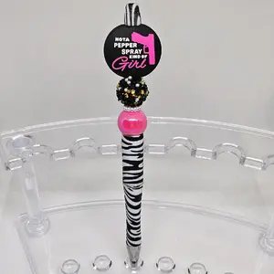 Not a Pepper Spray Kind of Girl Bling and Beaded Zebra Printed Pen - Black Ink ideal gift