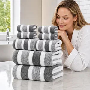 Soft large Bath Towel Sets, 8 Piece 100% Microfiber Absorbent Quick Dry Towels for Bathroom, Spa, Gym, 2 Bath Towel, 2 Hand, 4 Washcloths, Absorbent Thickened Towels, Premium Towel Set