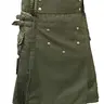 Men's Scottish Utility Kilt Cotton Cargo Pockets Skirt Highlander kilt Traditional Menswear Olive Casual Clothes