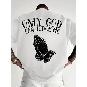 Unisex Oversized Only God Can Judge Me Praying Hands Motivational Streetwear Graphic Tee