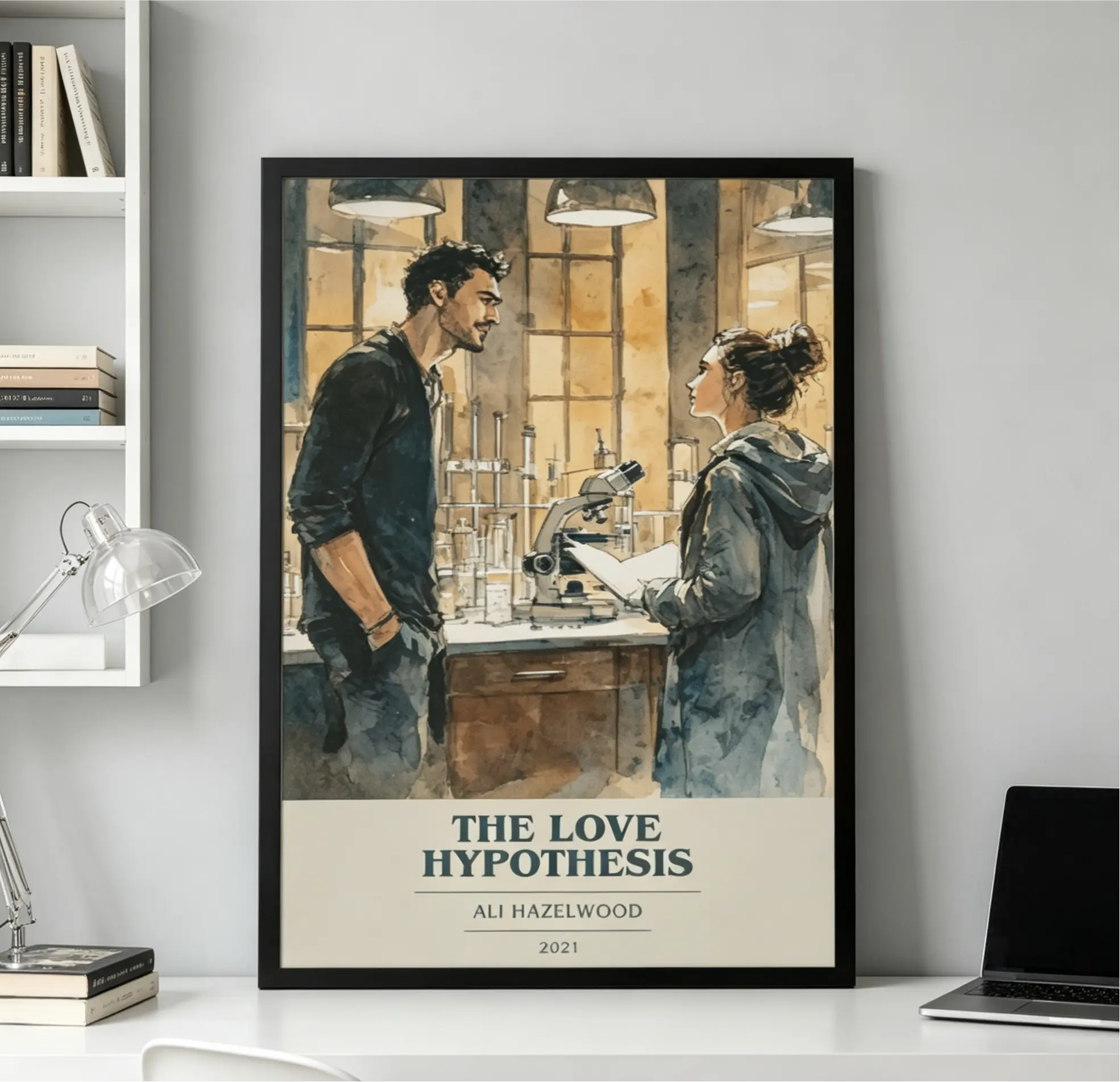 The Love Hypothesis — Modern minimalist poster, romance novel-themed art print, gift for book lovers, reading nook wall art, wall decor.