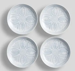 Chambray Tile Stoneware Appetizer Plates - Set of 4