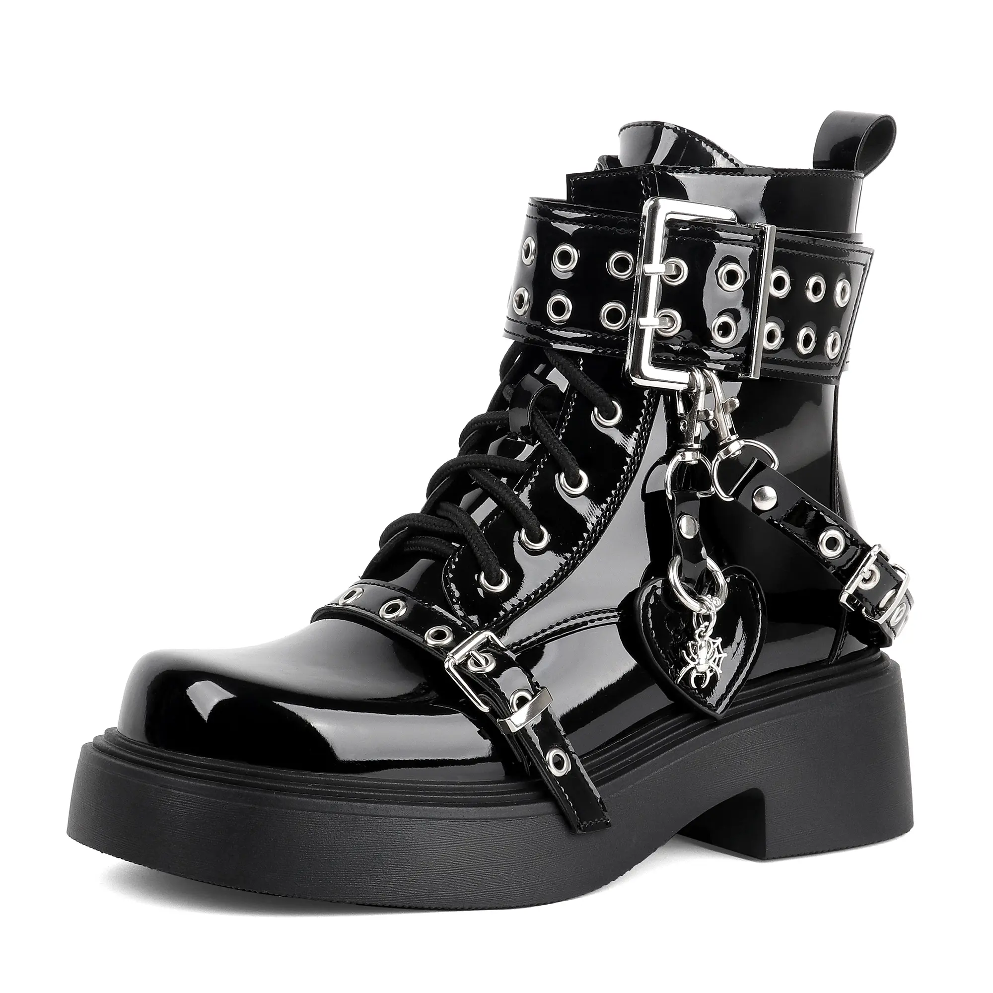 Women's Ankle-Length Platform Combat Boots - Breathable, Waterproof Casual Footwear with Round Toe, Chunky Block Heel (2.16 in), Lace-Up & Zipper Closure, PU Upper, Rubber Sole