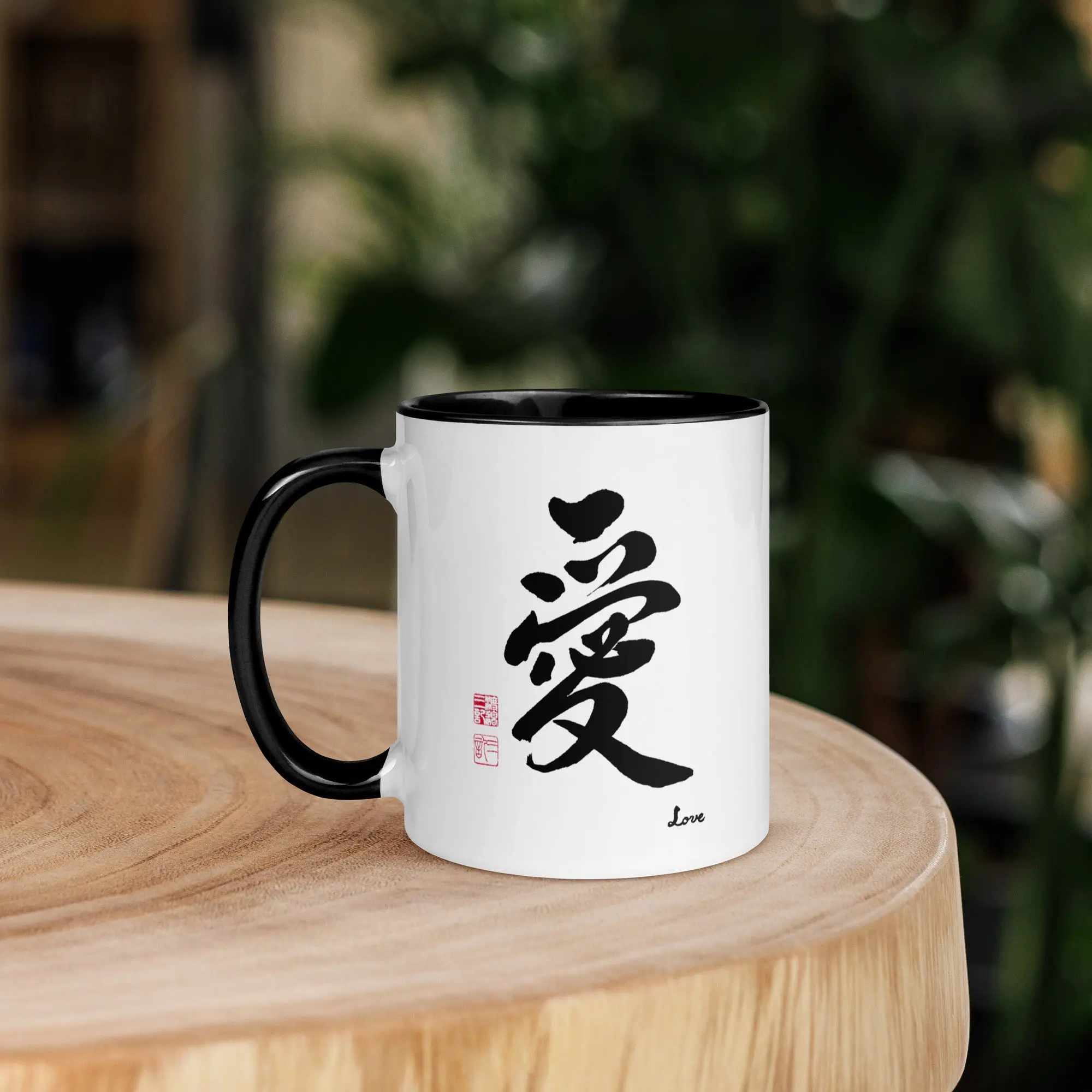 Mug with Color Inside/Japanese Calligraphy Kanji Aesthetic Graphic Ceramic Mug