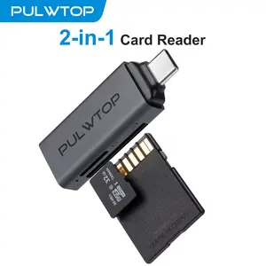PULWTOP SD Card Reader USB C, 5Gbps 2-in-1 SD Card Reader to USB Adapter, for SD SDHC SDXC MicroSD Compatible.