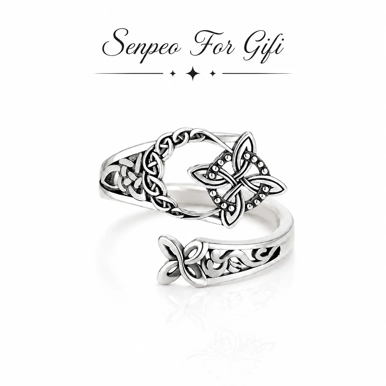 Silver Celtic Knot Ring Witch Knot Ring Nudo de Bruja Plata  Original  Silver Adjustable Witch Knot Rings Open Ring Hecate Ring Pagan Witchtok Protection Witchy Jewelry for Devotion for Ceremony, Gift for Her,Mother's day Gift luck
