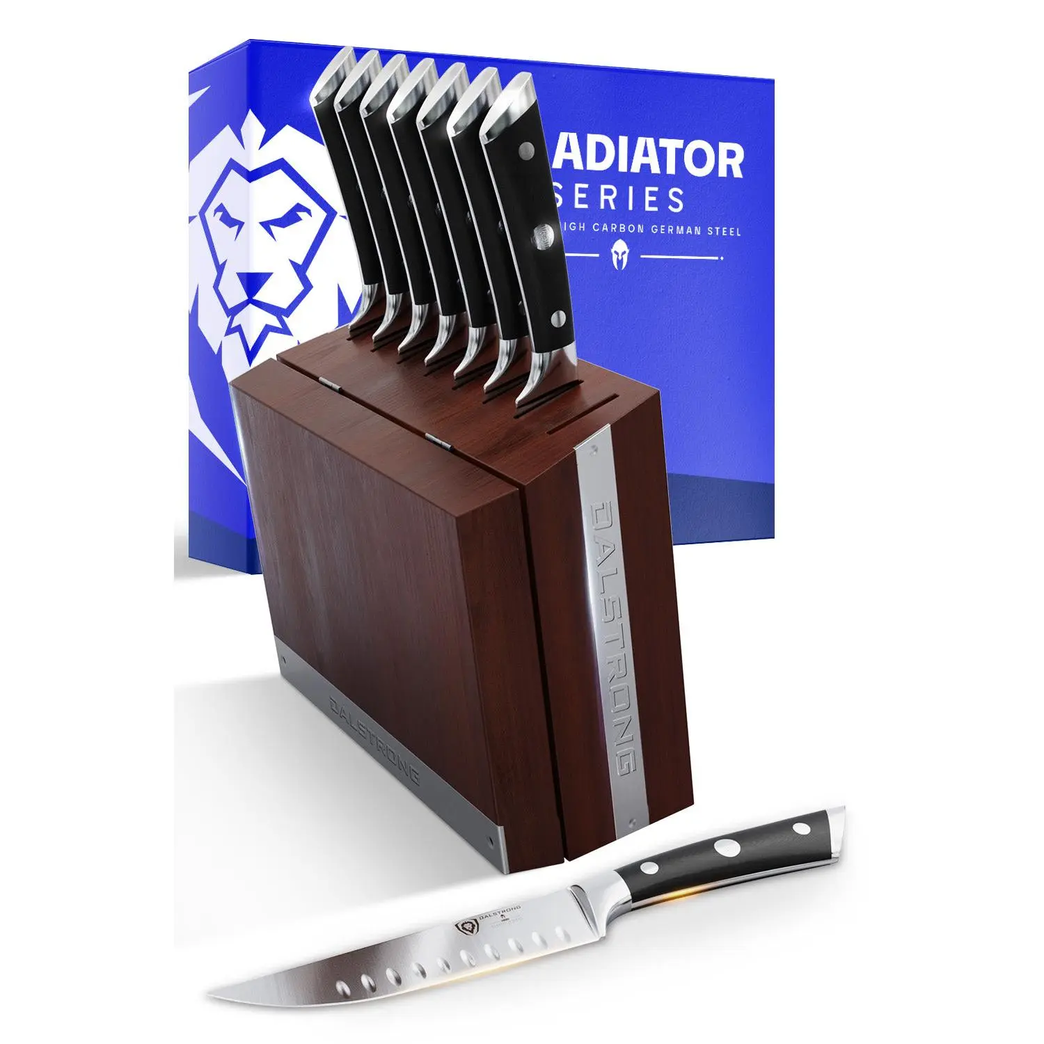 8-Piece Steak Knife Set with Storage Block | Gladiator Series | Knives NSF Certified | Dalstrong ©