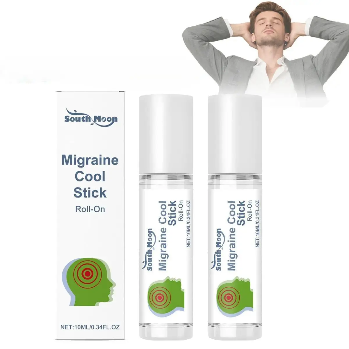 [Buy 1 Get 1 Free] Fresh Alcohol-Free Migraine Relief Roll-On Stick - Peppermint Oil Infused, Cooling Effect for Head Comfort, Vertigo Ease (Beauty & Personal Care, Body Massage Oil)