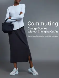 PUMIEY Long Sleeve Basic Tee Women'sCrew Neck Slim Fit Tops Streetwear MinimalistDouble Layer Compression Tee Casual CloudGoing outfits Office Outfits Women Elegant Classytops