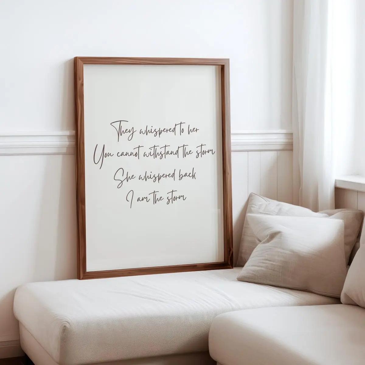 I Am the Storm Wall Art – Motivational Quote Print, Beige Aesthetic Feminist Poster, Empowering Gift for Her, Modern Inspirational Artwork, Room Decor, Unframed, 5 Sizes (8x12–27x40 inch)