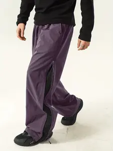 Men’s Paratrooper Pants — Solid color, loose fit, wide-leg casual parachute pants with full side zipper and mesh paneling