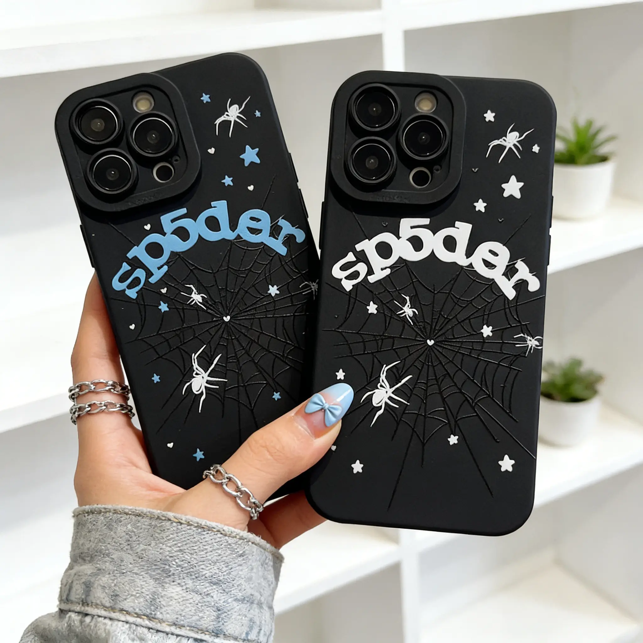 Dark Spider Web Design Tpu Anti-Drop Phone Case Set, Soft Full Coverage forSamsung S26 25 24 23 22& iPhone  17 16 15 14 13 12 11 Pro Max Plus X XS XR mini Creative Gift for Couples & Friends, Accessories, Smartphone