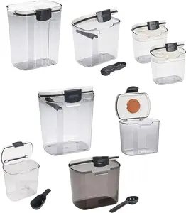 Progressive International Prepworks ProKeeper 8 Piece Food Storage Containers Set with Air Tight Lids for Home and Professional Use, Clear/Gray