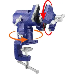 Multi-functional Bench Vise With Dual Jaws (2.5" & 1.5"), 360° Rotating Jaws And Anvil Base. Suitable For Woodworking, Metalworking, And DIY Applications. Multi-functional Positioning Compact Portable Vice, Mini Workbench Table Clamp.