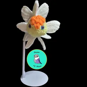 Oranda goldfish, Egg bodied goldfish plush, crochet Oranda replica, realistic Oranda stuffed animal, stuffed Oranda, vegan taxidermy, pet