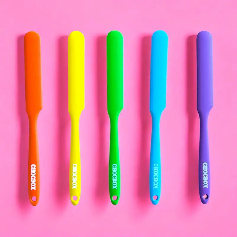 Chocbox Wand Reusable BPA-Free Non-Slip Silicone Spatula Scraper - Durable Baking Gadget with Chocbox Logo, Surprise Color Kitchen Bakeware for Stirring, Spreading Chocolate