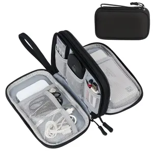 Electronic organizer, travel cable organizer bag pouch, electronic accessories carry case, portable waterproof double-layer all-in-one storage bag for cables, cords, chargers, phones, earphones, coffee