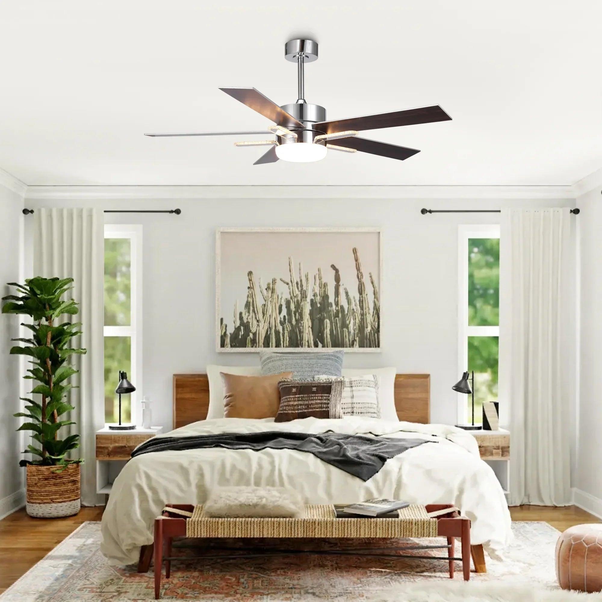 52" Modern Ceiling Fan Double-sided Blades with Main & Side LED Light Downrod Mount 52" Modern Ceiling Fan Double-sided Blades with Main & Side LED Light Downrod Mount