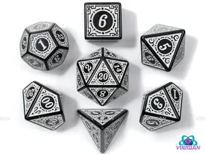 B&W | Roaring 20s: Stylized White & Black | Acrylic Dice Set (7)