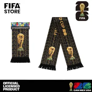 [FIFA World Cup 2026] This unisex polyester scarf features a trophy print and playful fringe details, crafted from lightweight, soft, and breathable polyester. This versatile accessory is suitable for both men and women and can be worn year-round.