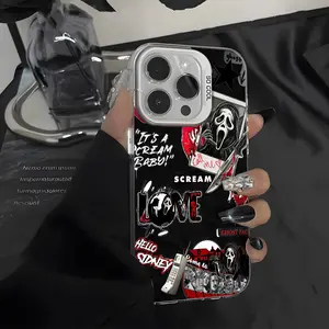 Ghostface Horror Phone Case for iPhone 17 16 15 14 13 Pro Max – Scream Movie Pattern Printed Halloween Scary Cover, Slasher Aesthetic Gift
