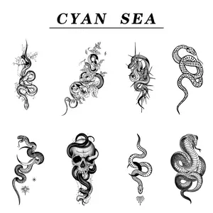 8 Sheets Long-Lasting Tattoo Snake Temporary Stickers for Women Arm Neck Tattoos for Women Arm Tattoo Stickers for Girls Temporary Tattoo Stickers Snake Peony First Aid Stickers