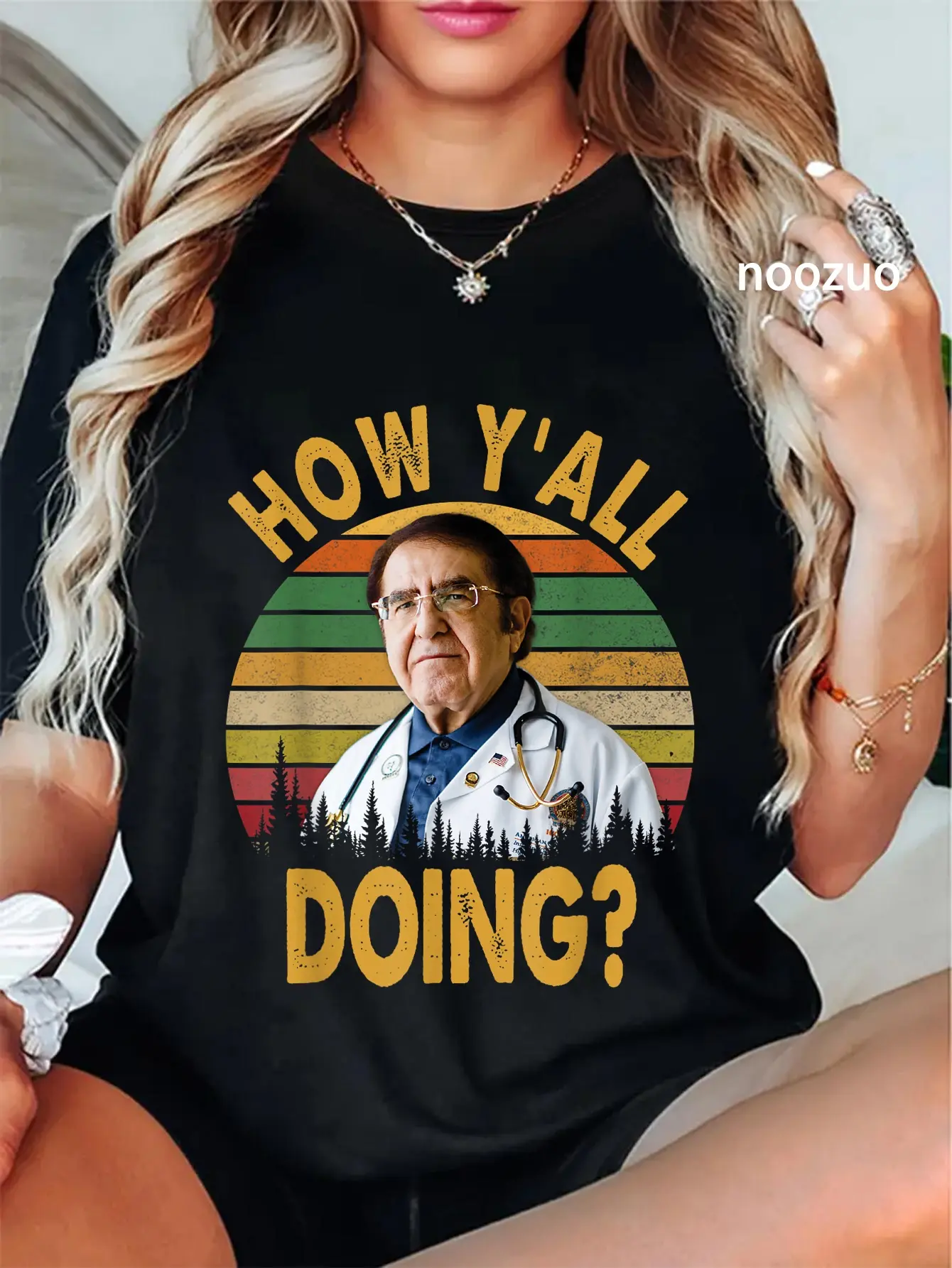 Women's 100% Cotton Short-Sleeve Crew Neck Unique Graphic Tshirt - "How Yall Doing" Dr Nowzaradan Vintage Design Casual All Seasons Clothes Top
