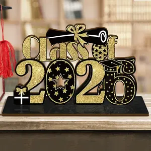 1PC Wooden Class of 2026 Grad Party Centerpiece, Party Event Props, Double Sided Decoration Suitable for Cap Table & Flowers, Diploma Display Supplies, Congrats Graduate Gift