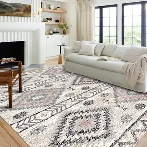 Boho Style Geometric Pattern Decorative Rug, 1 Count Vintage Moroccan Style Area Rug, Non-slip Machine Washable Floor Carpet for Home Living Room Bedroom, Home Decoration, Boho Runner Rug
