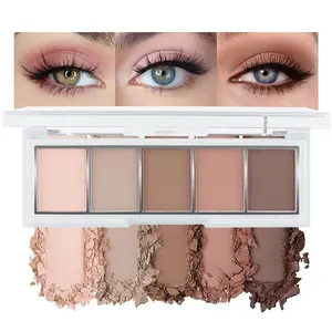 Matte Nude Eyeshadow Palette – 5-Color Neutral Peach Brown & Taupe Eye Shadow, High Pigment Blendable Long-Lasting Soft Nude Makeup Palette for Daily Natural Looks, Mature Eyes, Blue Green Brown Eyes