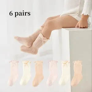Cute Baby Girl Socks - Breathable Mesh Hollow Design with Sweet Bowknot, Soft Lightweight Toddler Crew Socks, Ruffled Top Princess Socks for Newborn Infant Girls, Summer Thin Socks for Baby 0-3T, Comfortable & Stretchy Daily Wear