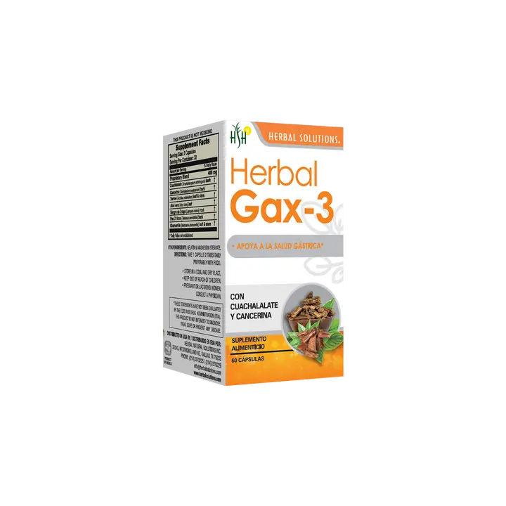 Gax-3 Herbal | Herbal Digestive Wellness Supplement | Capsules | 60 Capsules | Herbal Solutions