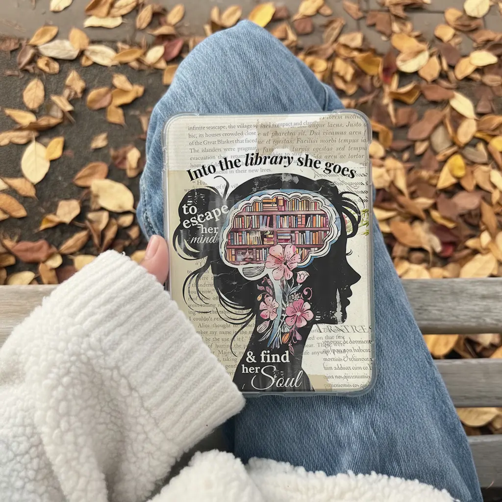 Kindle Insert for Clear Device Case - Aesthetic Book Lover Decor, Cozy Reading Accessory