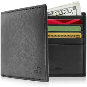 REAL LEATHER Slim Bifold Wallets For Men - Minimalist Card Holder Thin Mens Wallet RFID Gifts For Him