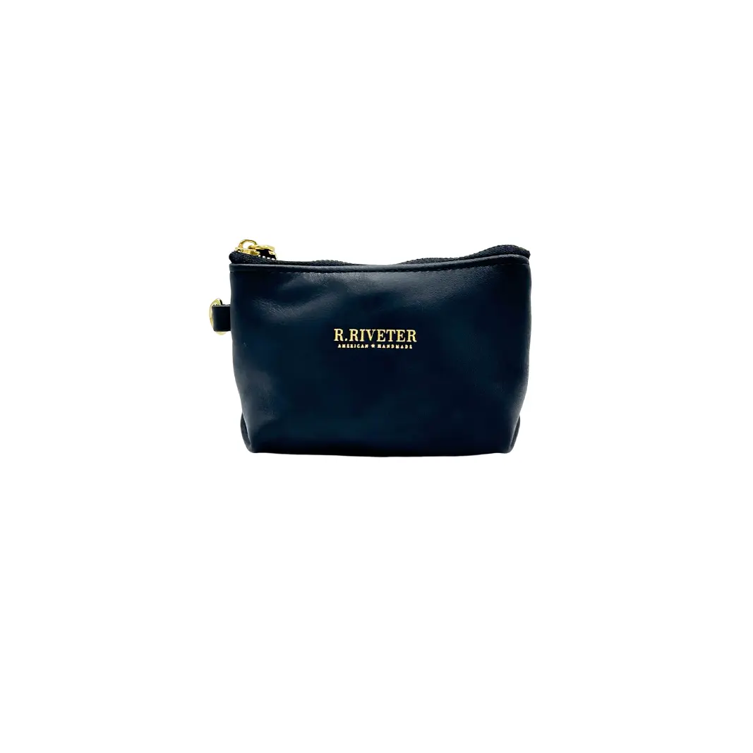 Lucy Mini Zipper Pouch | Black Leather