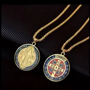 San Benito Medal Pendant Necklace for Men - Popular and Fashionable Gift with Exquisite Appearance for Kids - Modern and Stylish Collar