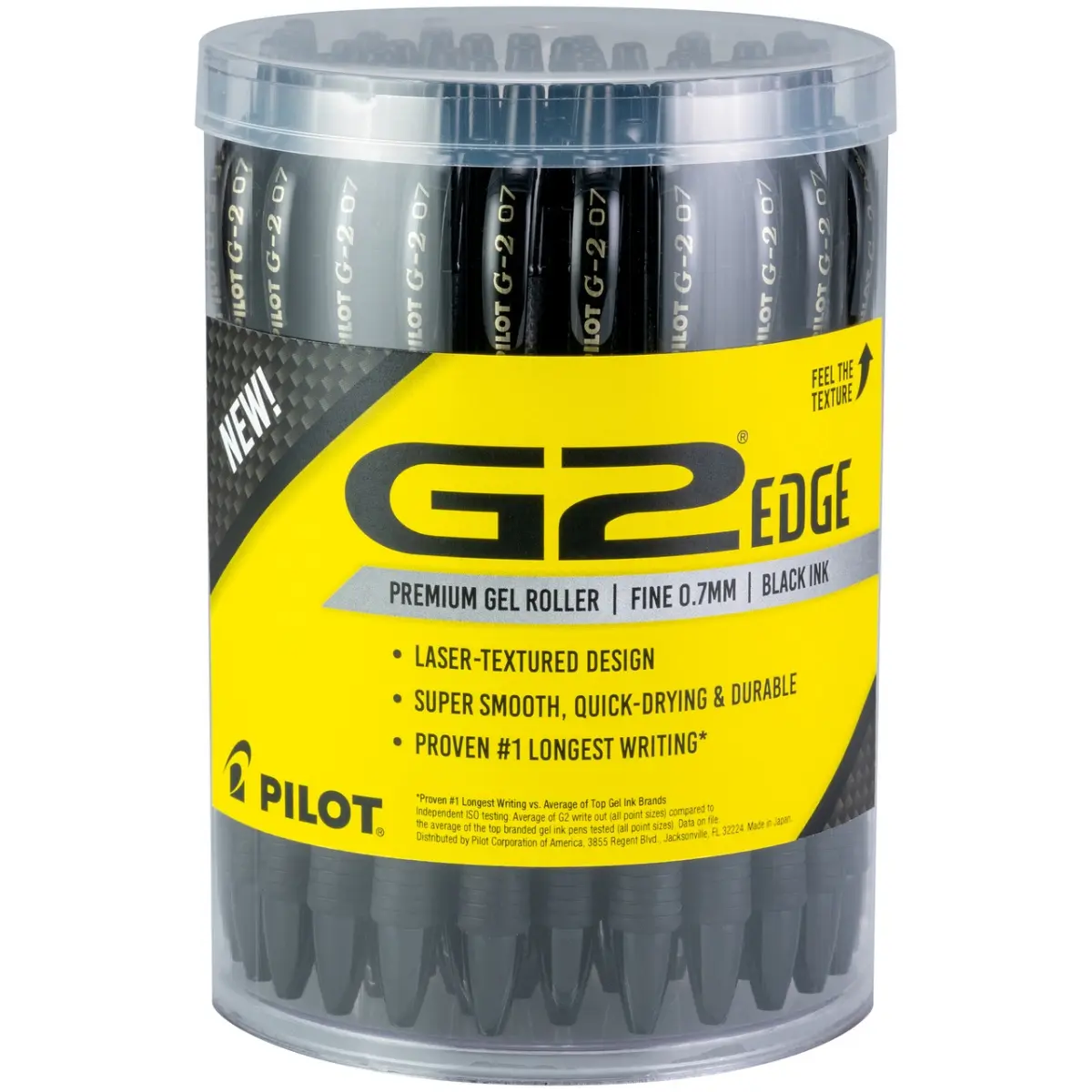 Pilot G2 Edge Gel Pen - 0.7 mm Fine Tub, Black, Pack of 36