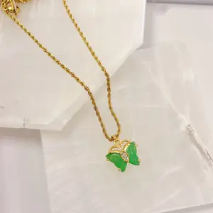BUTTERFLY GREEN JADE MINI necklace