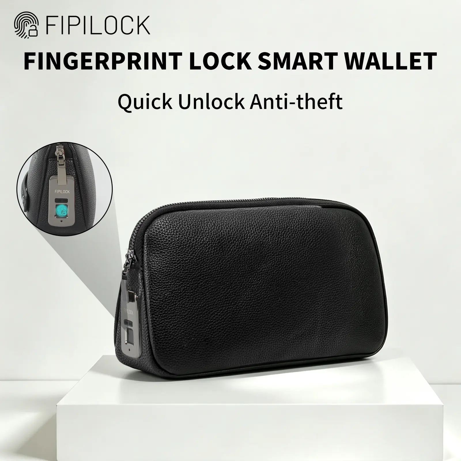 Men's Plain Color Box Clutch Handbag - Fingerprint Unlocking, 0.5-Second Rapid Access, Valuables Privacy Protection, Casual Holder, Security Bag for Travel & Everyday Use, Ideal Gift