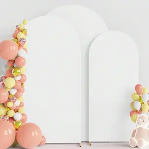 5ft, 6ft, 6.6ft, 7.2ft Wedding Arch Backdrop Covers - 2 Panels Spandex Fitted Fabric Arch Backdrop Suitable For Birthday Party Wedding Arch Stand Decor (Arch Stand Not Included, Fabric Background Only)