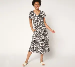 Denim & Co. Regular Favorite Jersey V-Neck Midi Dress