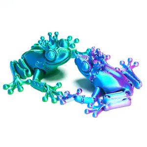 2pcs 3D printed frog couple model toys, flexible joint animal doll statues, home and office desk decorations, holiday surprise gifts Ornaments
