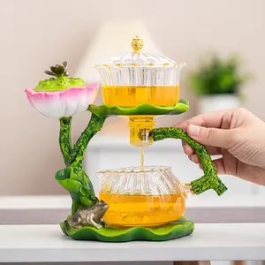 Chinese Style Lotus Shape Tea Set, 1 Set Creative Tea Set with Stand and Tea Cups, Suitable for Home Office, Gift for Tea Lovers